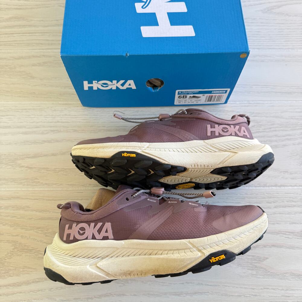 HOKA One One Transport Shoes Smoky Quartz / Oat Milk Womens Size 6B